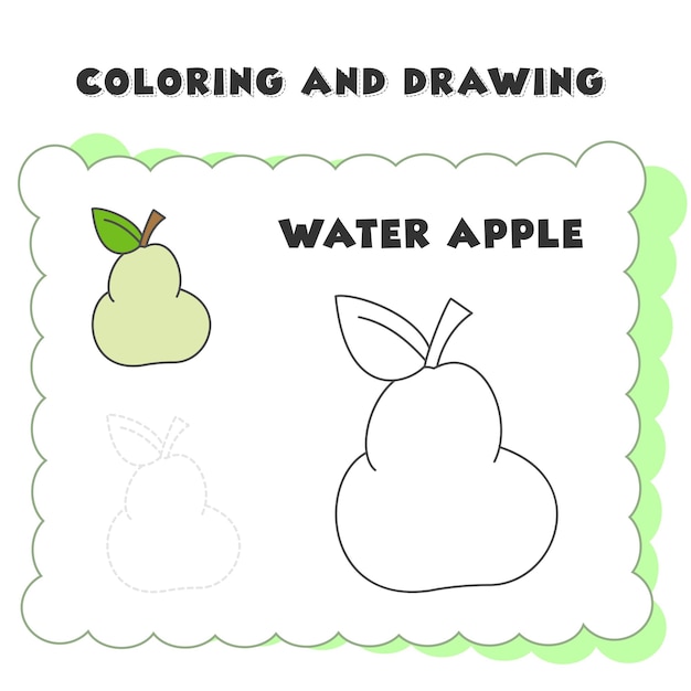 Kleur- en tekenboekelement waterappel tekening van een aardbei voor de opvoeding van kinderen vanaf 39 jaar