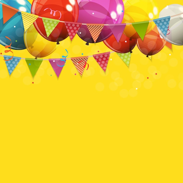 Vector kleur glanzend happy birthday ballonnen achtergrond afbeelding