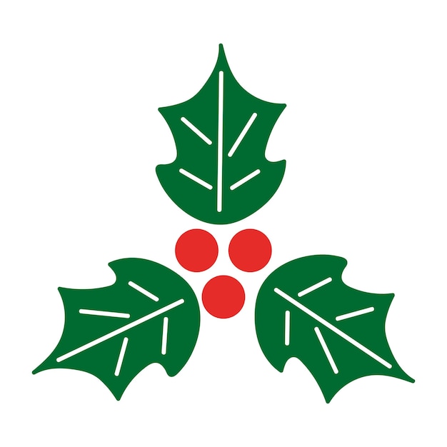 Kleur hulst pictogram kerst symbolen geïsoleerd