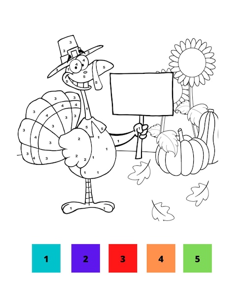 Vector kleur op nummer thanksgiving kleurplaten thanksgiving kleur op nummer pagina voor kinderen