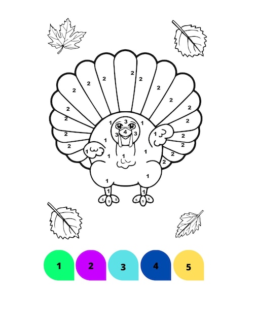 Kleur op nummer Thanksgiving Kleurplaten Thanksgiving Kleur op nummer Pagina voor kinderen