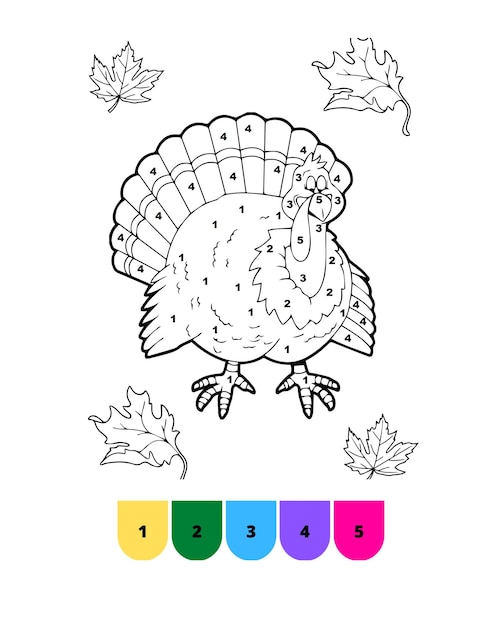 Kleur op nummer Thanksgiving Kleurplaten Thanksgiving Kleur op nummer Pagina voor kinderen