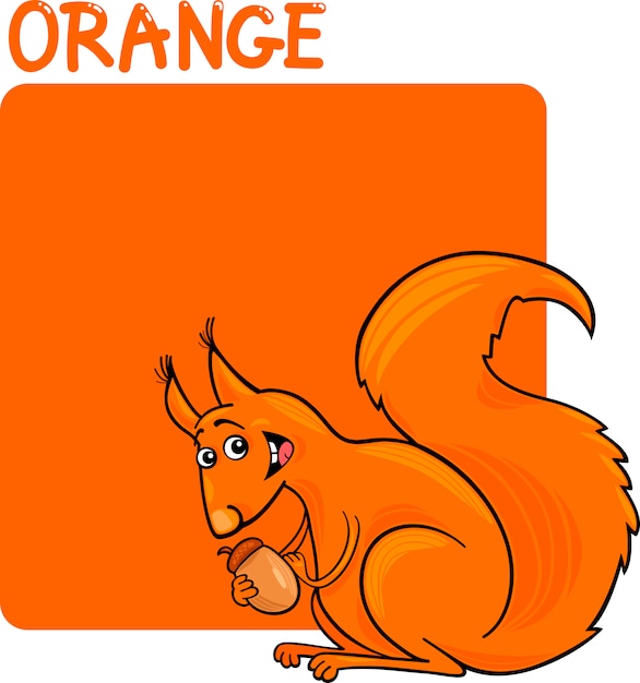 Kleur oranje en eekhoorn Cartoon