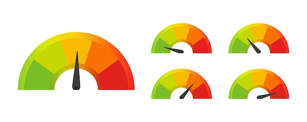 kleur snelheidsmeter instellen in vlakke stijl vectorillustratie