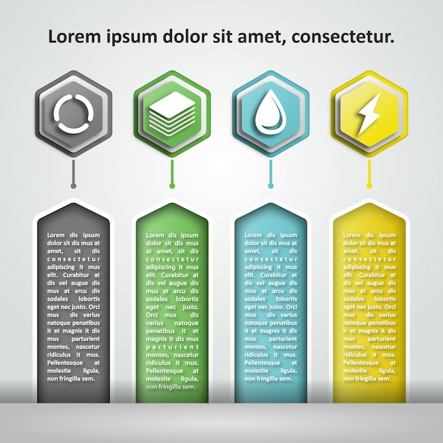 Vector kleur zeshoek infographics,