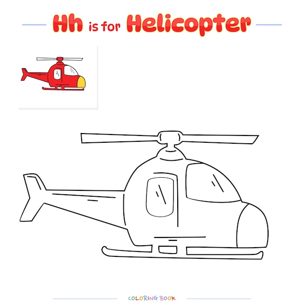 Kleurblad Helikopter Rood