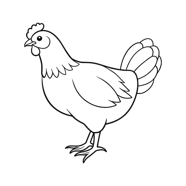 Kleurblad met illustraties van kippen voor kinderen