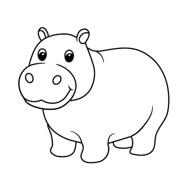 Kleurblad voor kinderen schattig nijlpaard kleurblad Vector illustratie met de hand getekend geïsoleerd op witte achtergrond