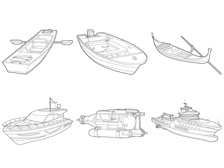 Vector kleurboek bootserie pagina één