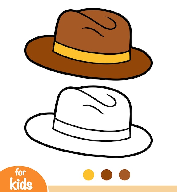 Kleurboek cartoon hoofddeksel Trilby hoed