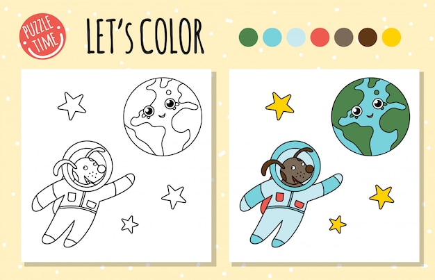 Kleurboek met astronaut en aarde.