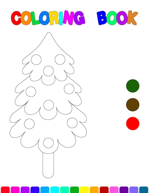 Kleurboek met een kerstboomKleurplaat voor kinderenEducatieve spellen voor kleuters