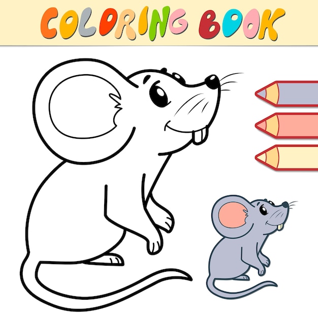 Kleurboek of pagina voor kinderen. muis zwart-wit afbeelding