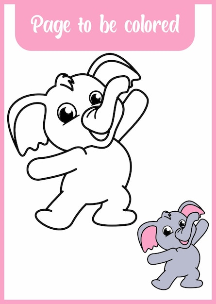 Kleurboek voor kind. schattige olifanten kleuren.
