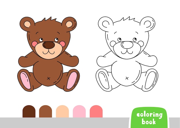 Kleurboek voor kinderen Bear Page voor boeken Tijdschriften Vector Template