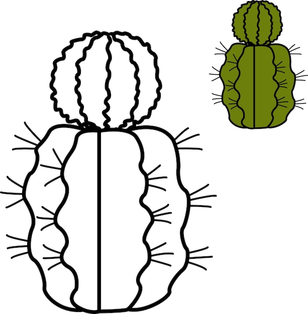 Vector kleurboek voor kinderen cactus