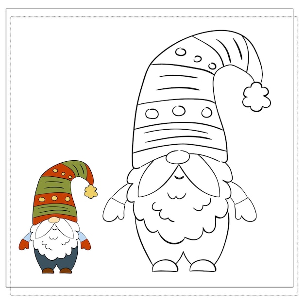 Kleurboek voor kinderen Cartoon Christmas Gnome