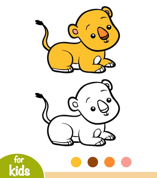 Kleurboek voor kinderen, leeuwenwelp