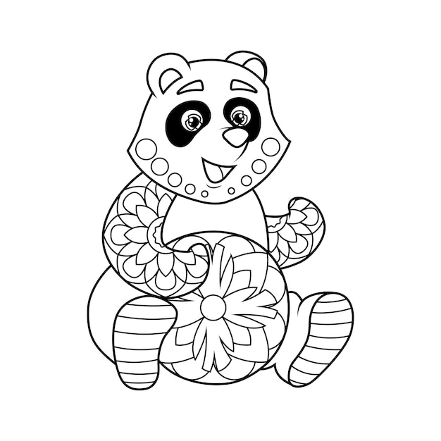Kleurboek voor kinderen Leuke panda in zentanglestijl