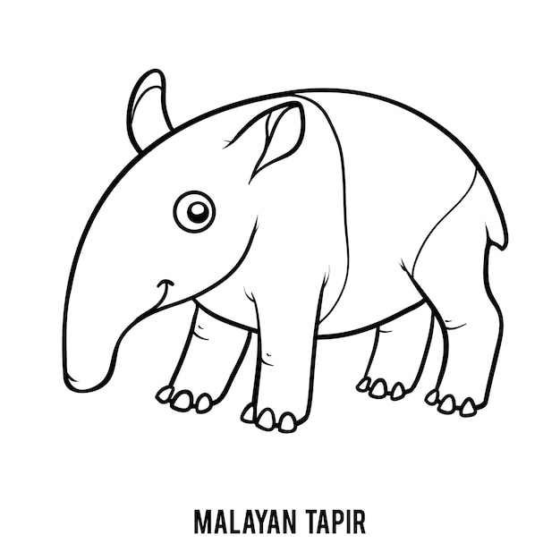 Kleurboek voor kinderen, maleise tapir