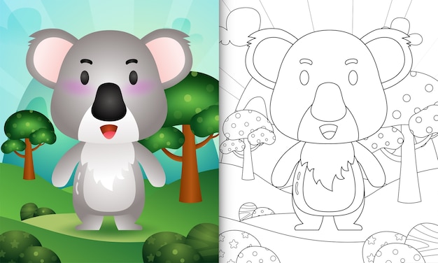 Kleurboek voor kinderen met een schattige koala-karakter illustratie