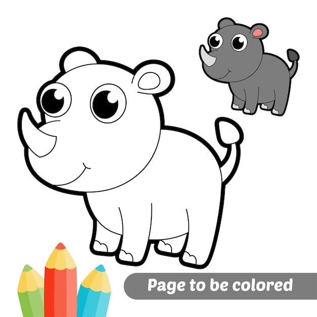 Kleurboek voor kinderen neushoorn vector