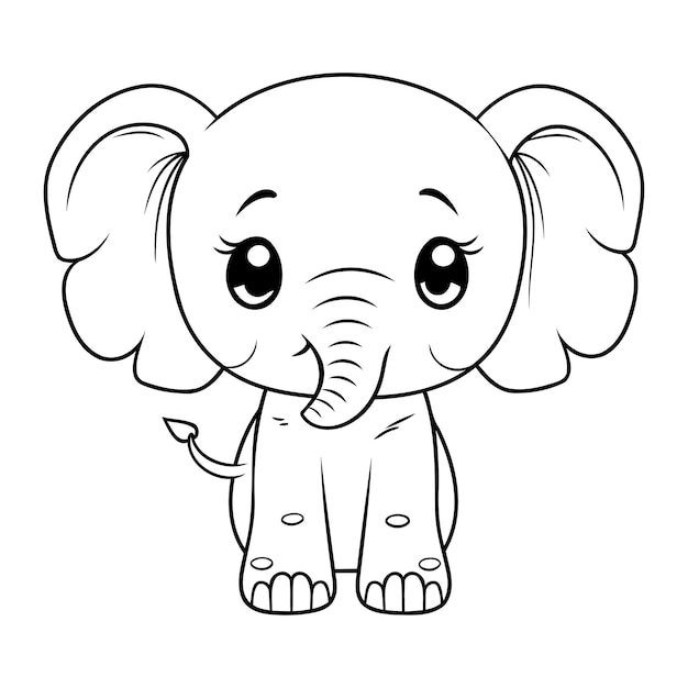 Vector kleurboek voor kinderen schattige olifant zwart-wit vectorillustratie