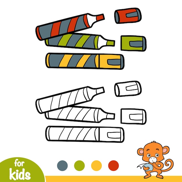 Kleurboek voor kinderen, set markers