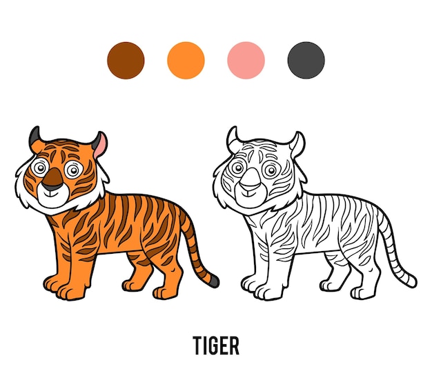Vector kleurboek voor kinderen, tijger