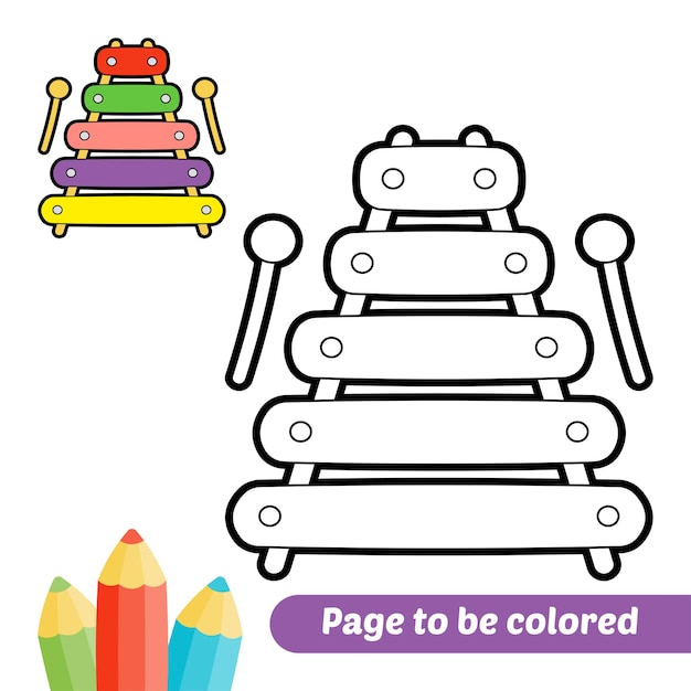 Kleurboek voor kinderen xylofoon vector