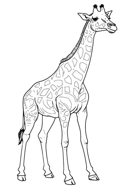 Vector kleurboekillustratie jonge giraffe kawaii kleurplaat vectorillustratie