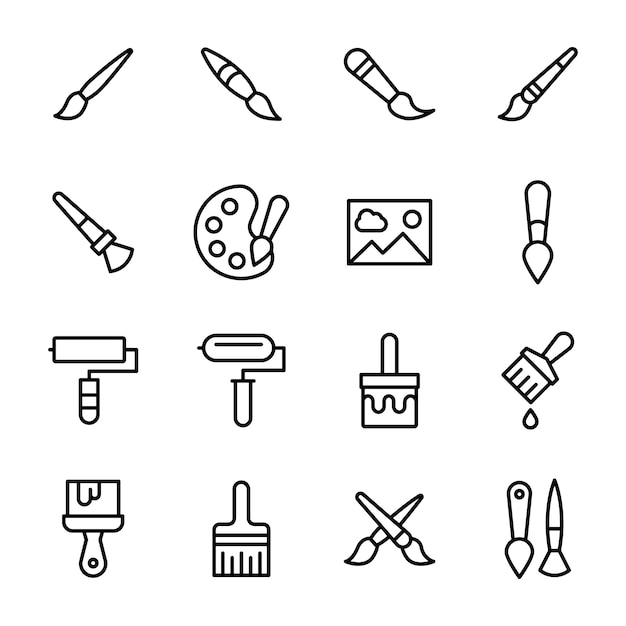 Kleuren Brush Line Icons Pack