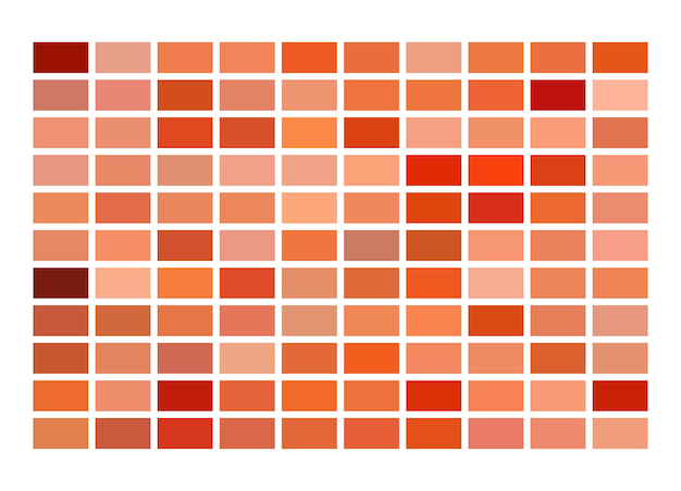 Kleuren en schaduwen Rood en oranje Kleur SwatchColor Palette Kleurkaart Druk Testpagina