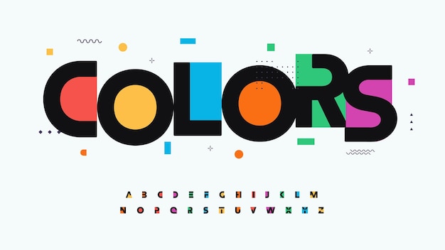 Kleuren lettertype alfabet letters modern logo typografie kleur creatieve kunst typografisch ontwerp feestelijk