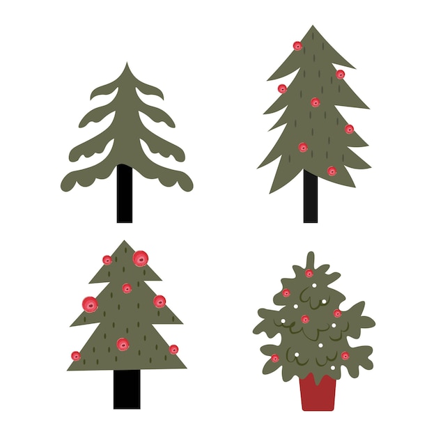 Kleurenbundel van kerstbomen Grafische set van kerstbomen