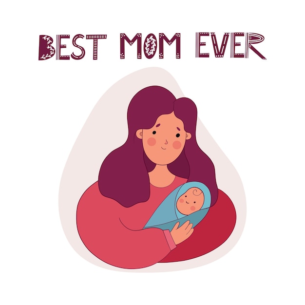 Vector kleurenkaart voor moederdag vectorillustraties moeder en baby