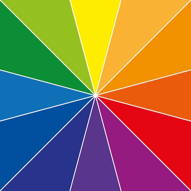 Vector kleurenwiel of kleurencirkel met twaalf kleuren die primaire kleuren toont