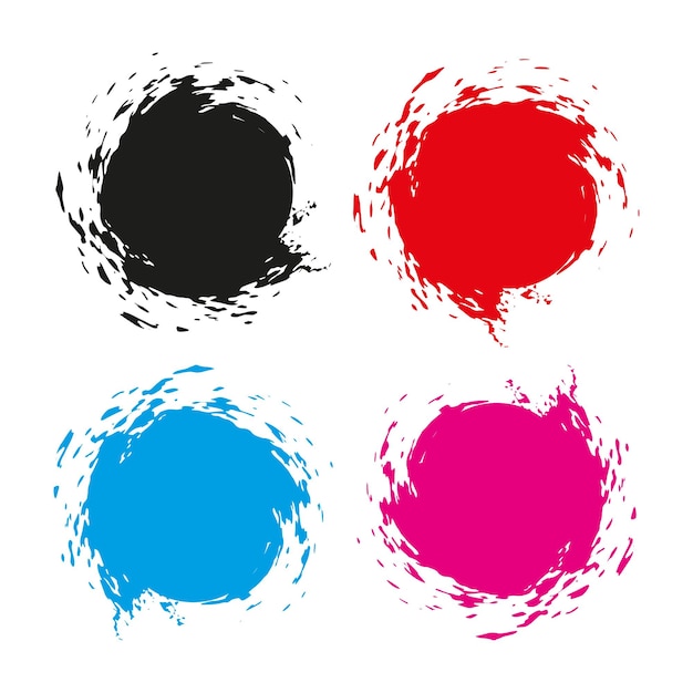 Kleurige cirkels geschilderd met verf iconen set Kleurige gradiënt Abstract grunge Logo cirkel Design