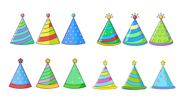 Kleurige feesthoeden collectie vector illustratie voor feesten
