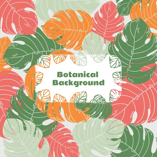 Kleurige heldere achtergrond met monstera bladeren Naadloze botanische illustratie met tropische planten