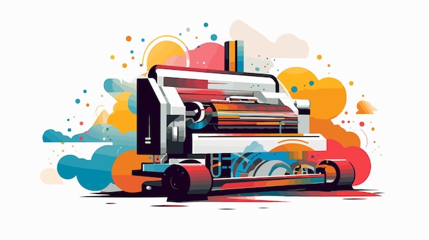Kleurige printericone voor platte vectorillustratie voor printers