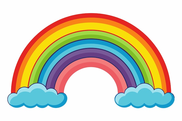Kleurige regenboog met wolken Illustratie