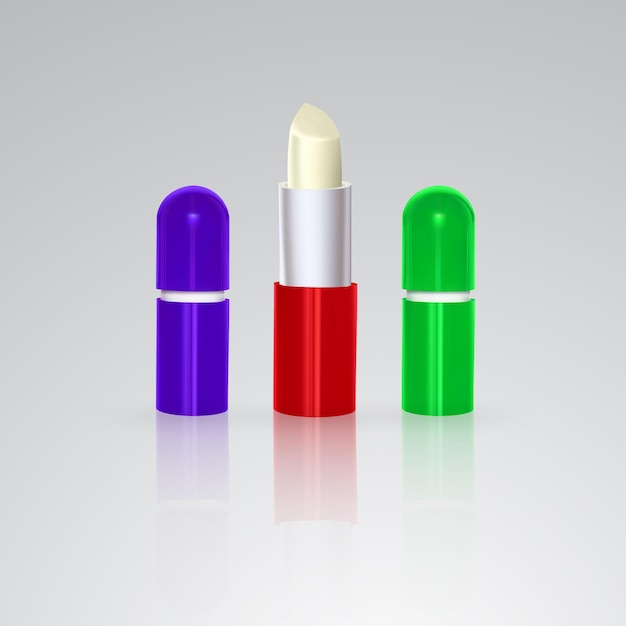 Kleurloze hygiënische lippenstift in een witte plastic koker. illustratie op witte achtergrond