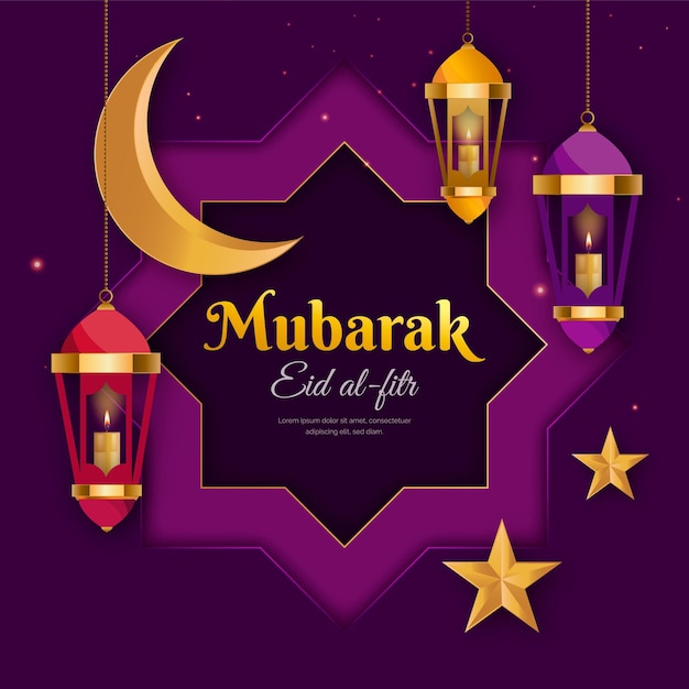 Kleurovergang eid al-fitr eid mubarak illustratie