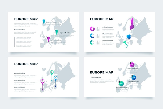 Kleurovergang Europa kaart infographic