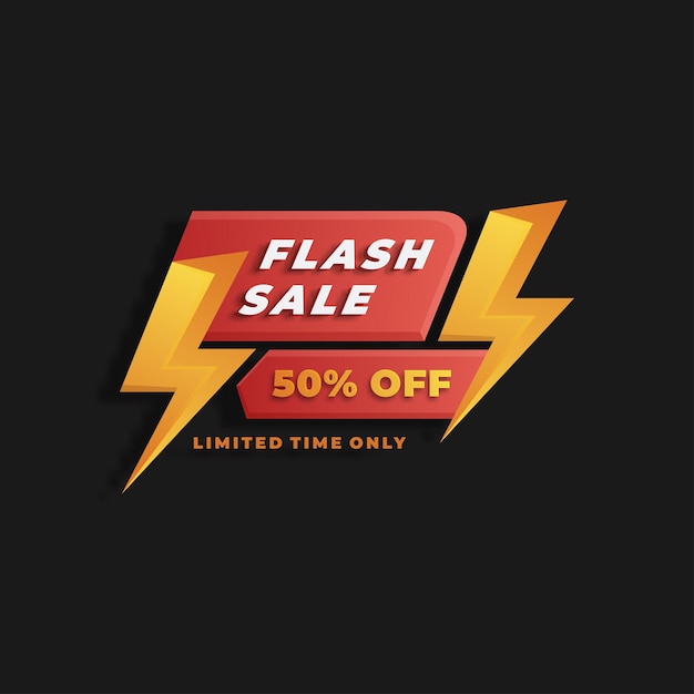 Kleurovergang kleurrijk flash-verkoopsjabloon voor spandoekontwerp met lichteffect tot 50 korting Voor promo- of kortingsposterontwerp Vectorillustratie