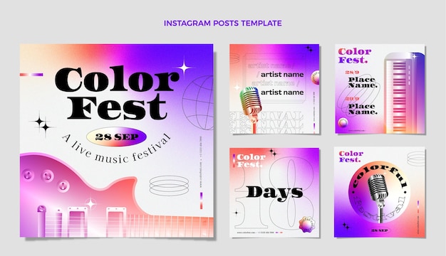 Vector kleurovergang kleurrijk muziekfestival ig post