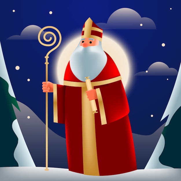 Kleurovergang sinterklaas illustratie met st. nicolaas