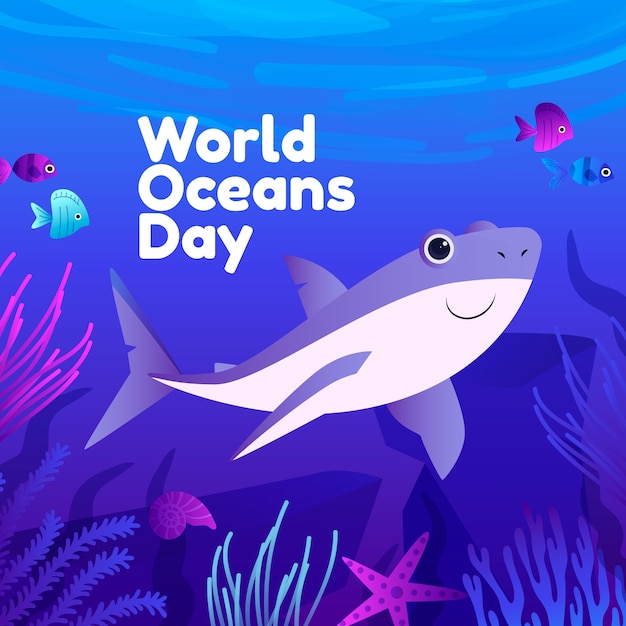 Kleurovergang wereld oceanen dag illustratie