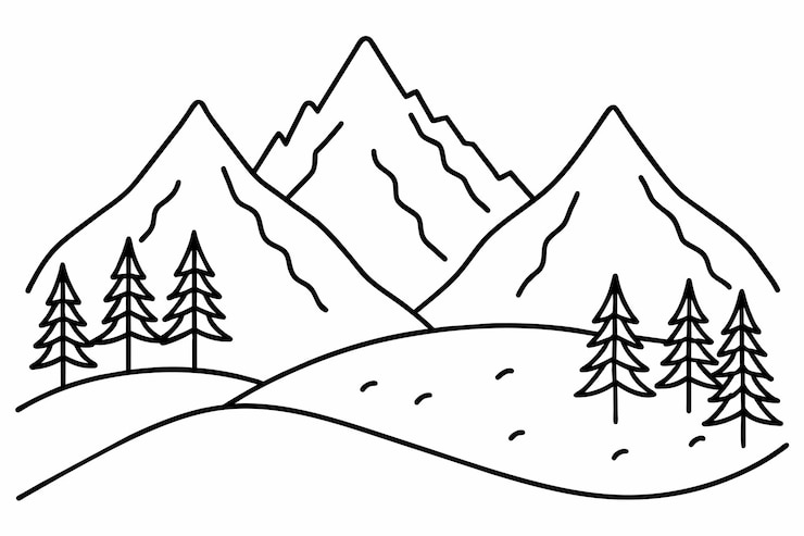 kleurpagina van de berg